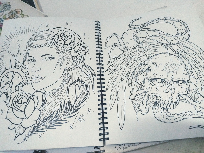 libro cuaderno plantilla tatuaje 1u